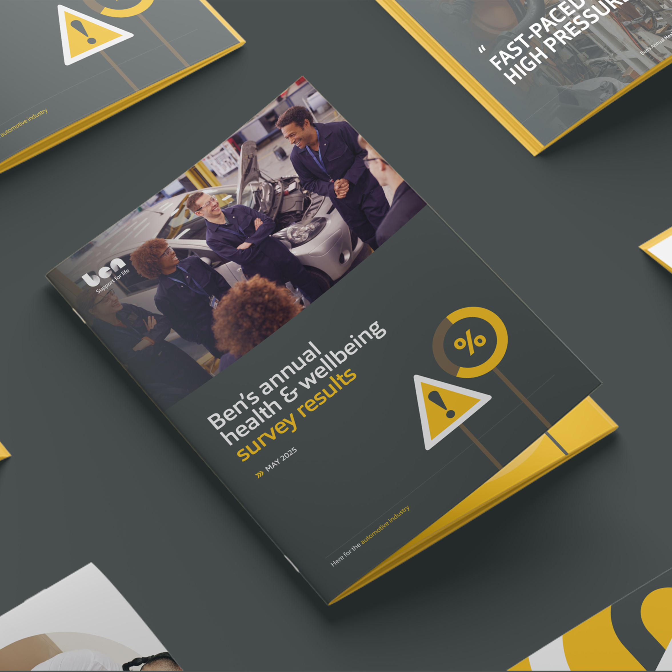 Image of Ben's annual health and wellbeing results in a booklet on a grey background